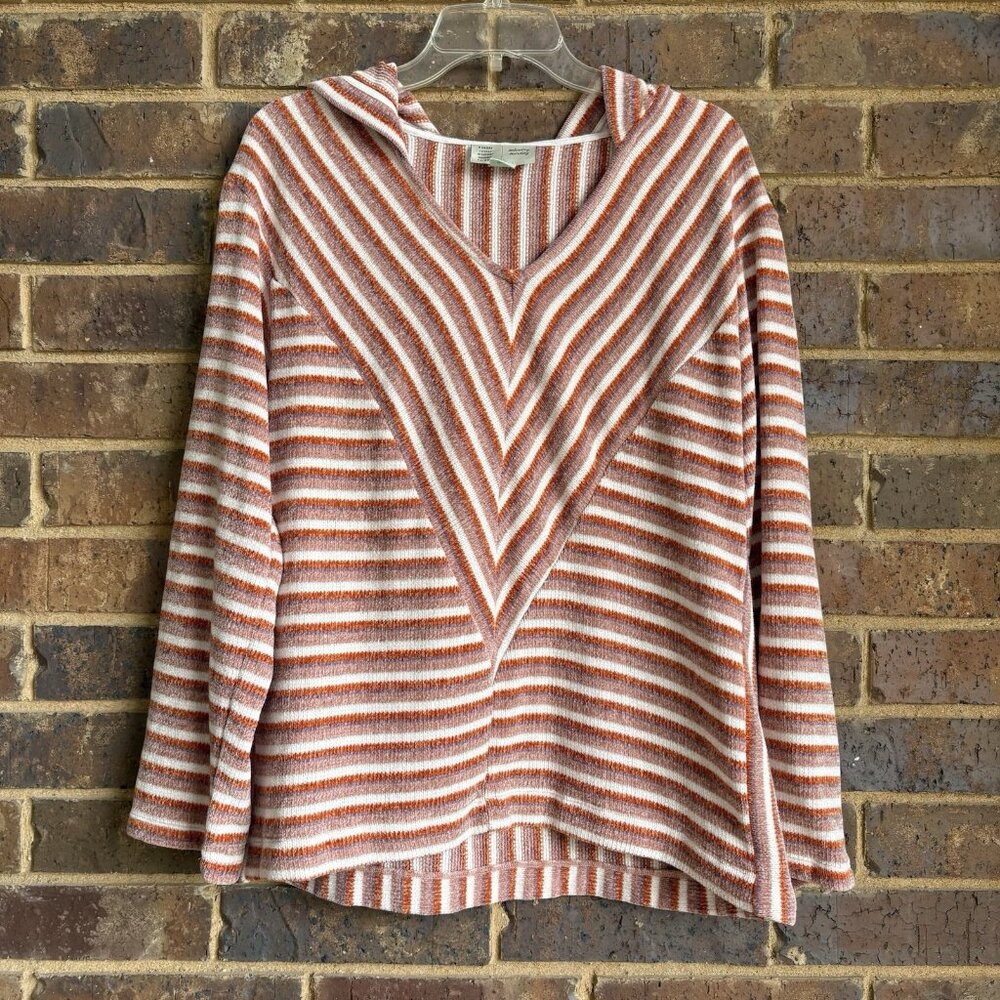 Anthropologie SATURDAY SUNDAY Chenille Striped Oversized Hooded Pullover Top S